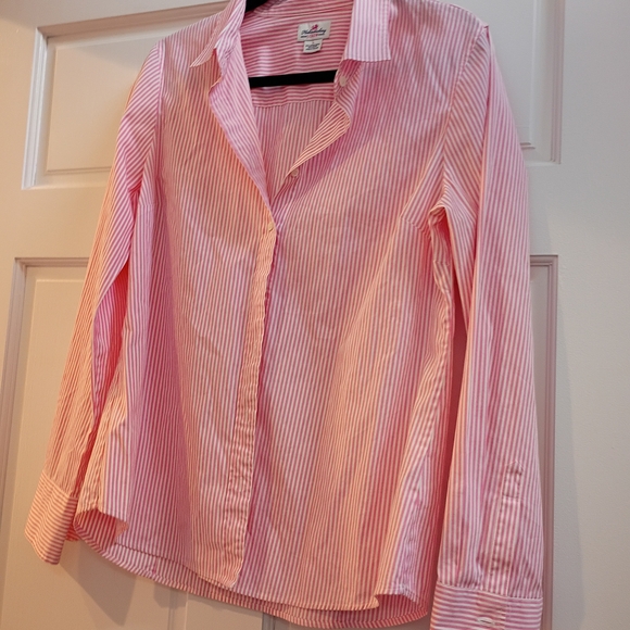 J. Crew Tops - J Crew Haberdashery Pink Striped Button-Up